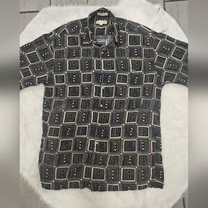 Pierre Cardin Black and Tan Casual‎ Button Down Shirt